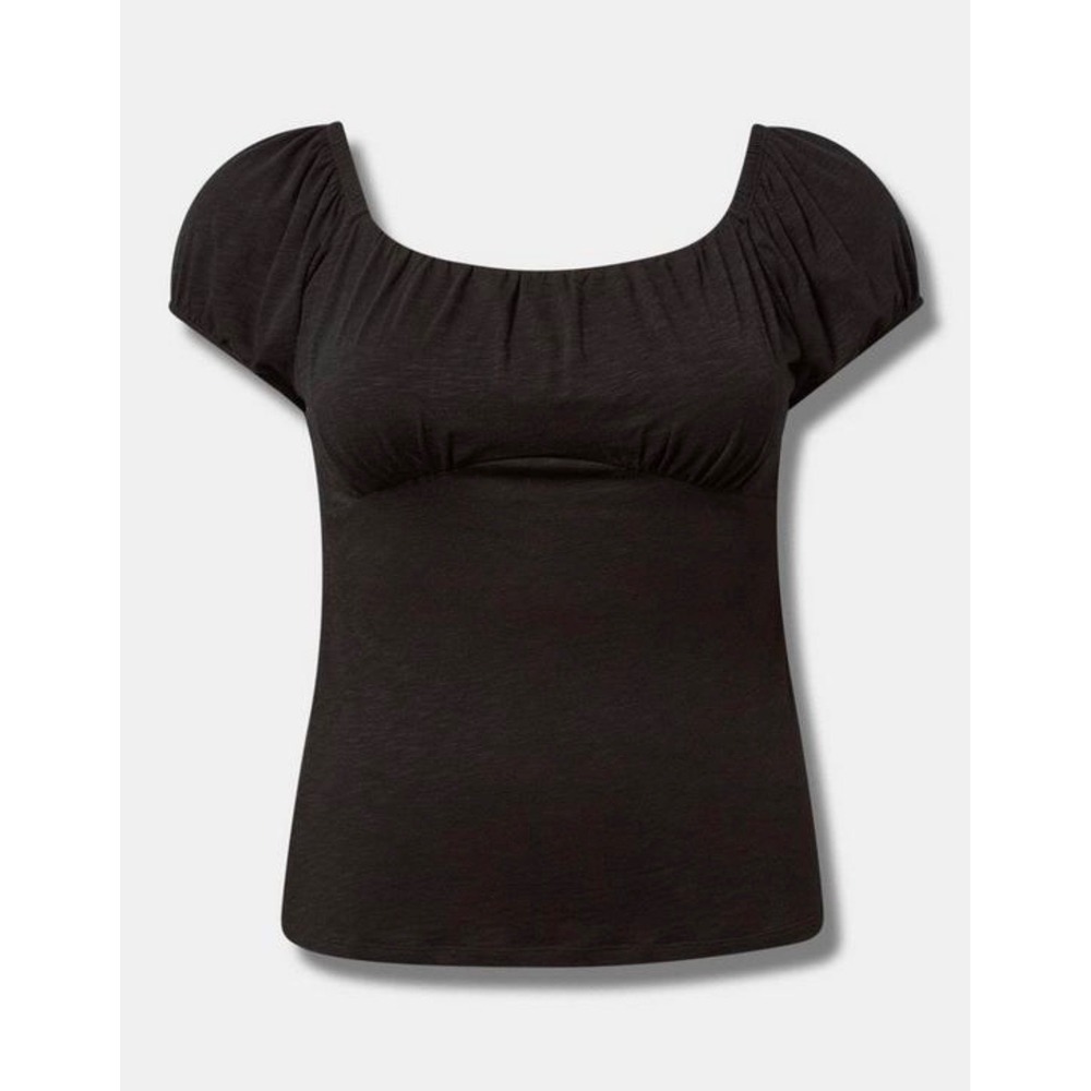 New Torrid 2 Super Soft Slub Scoop Neck Bust Fitted Top Womens 2X Black 18-20